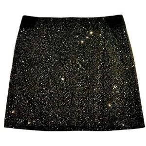 NWT Loft Elegant wool Black Skirt with sequins lined size 14